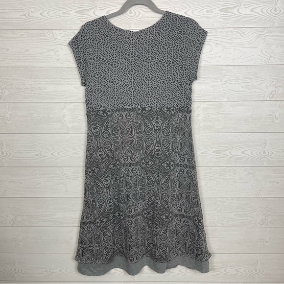 Athleta Dhara Paisley Gray Layered Burnout Dress Size Medium - Picture 6 of 6